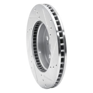 Toyota Prius Brake Rotor (1) - Front Left - R1 Concepts - Drilled & Slotted - Silver - `16-`22